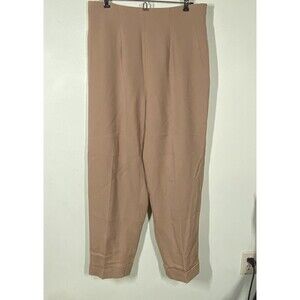 Vintage Embassy Row Pants Women 14P Beige Pure Wool Cuffed Trousers Minimalistic